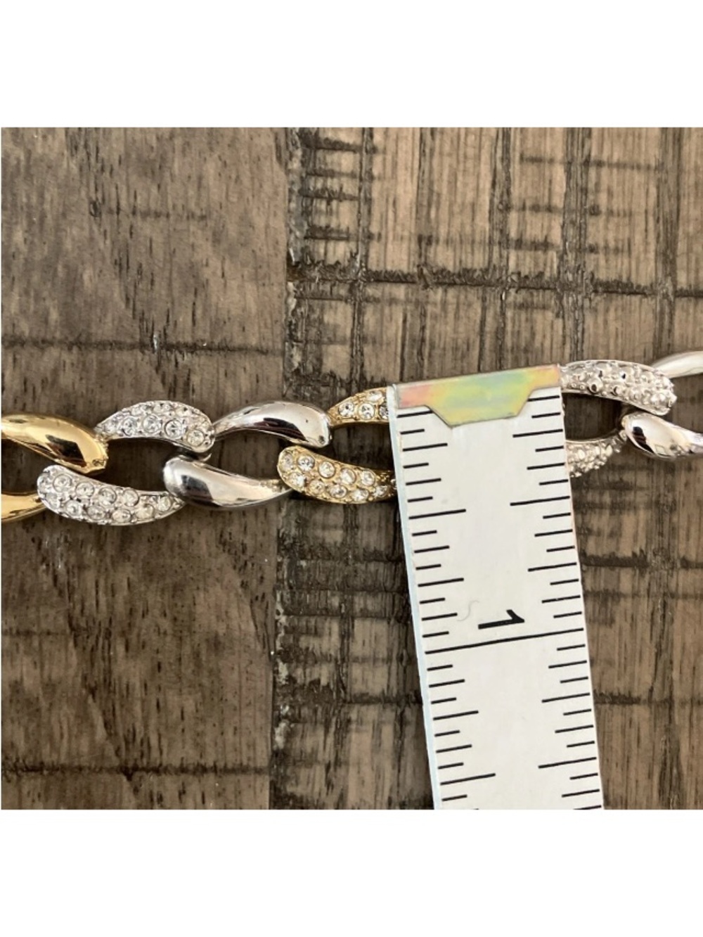 Oliver Weber Collection Pave Curve Link Gold-Plated Two-Tone Women’s Bracelet 7" - Picture 15 of 16